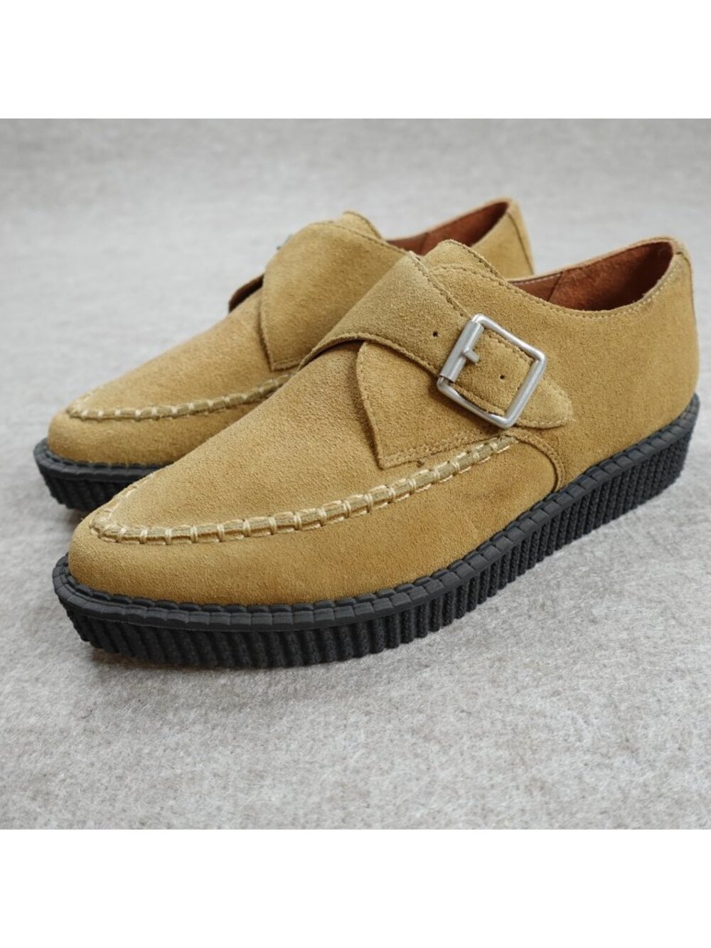 Re Done Womens Shoes 8.5 / 39 Beige Suede Monk Strap 70s Creeper NEW